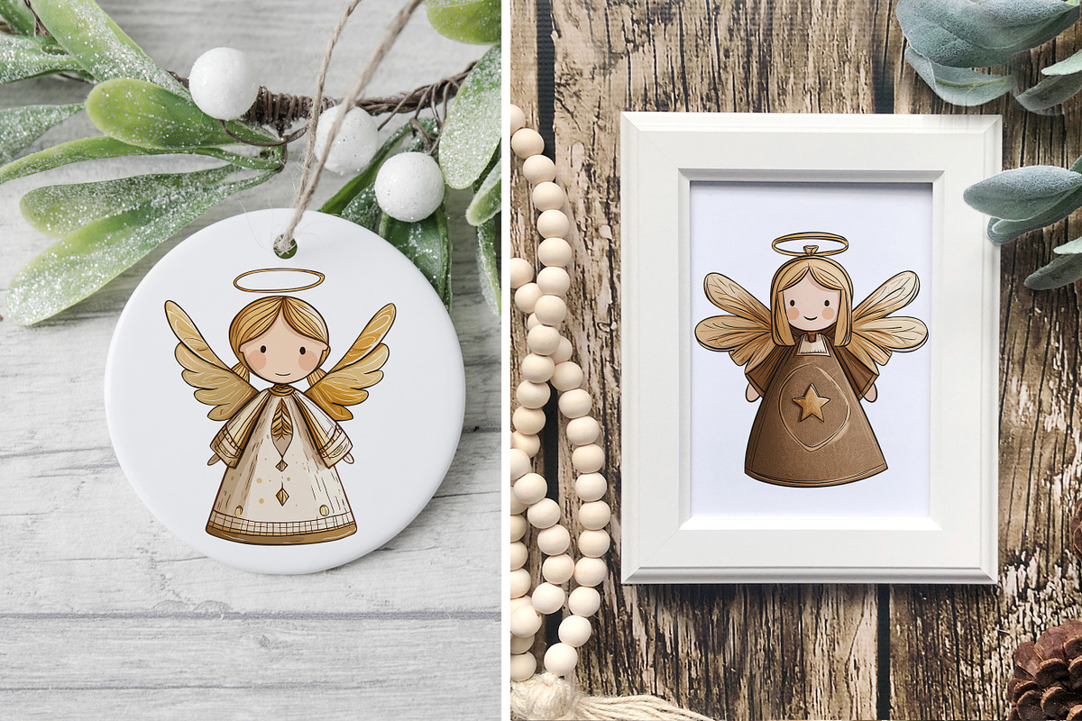30 Whimsical Christmas Angel Clipart, a Seasonal Illustration by V Design Creator (Photo 9 of 10)