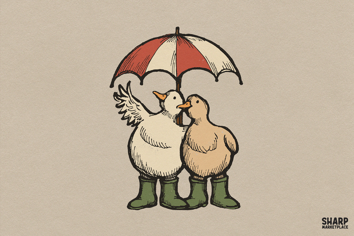Two Cute Ducks In Green Rainboots, an Object Graphic by SharpMarketplace (Photo 1 of 5)