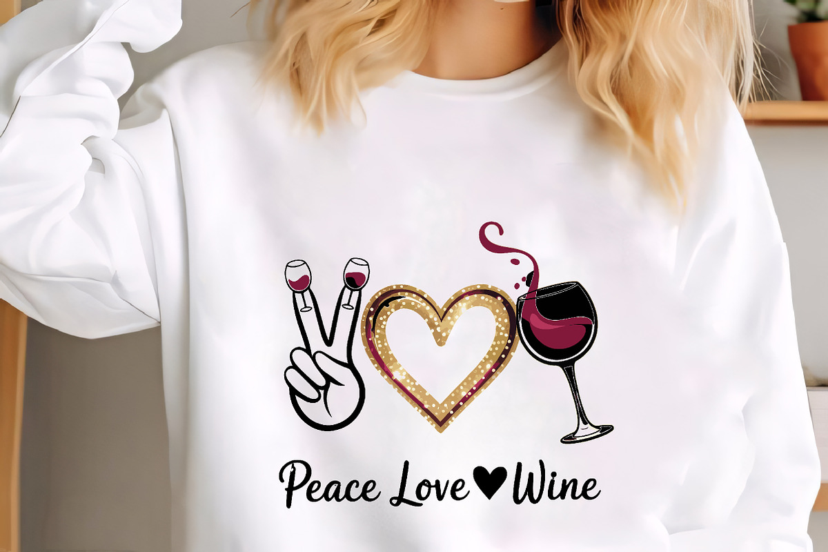 Peace love wine peace sign heart win, an Illustration by CrexoraLab (Photo 3 of 4)