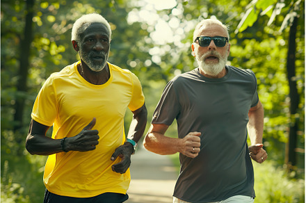 Senior Multiracial Men Jogging, a Sports & Recreation Photo by Lermont51