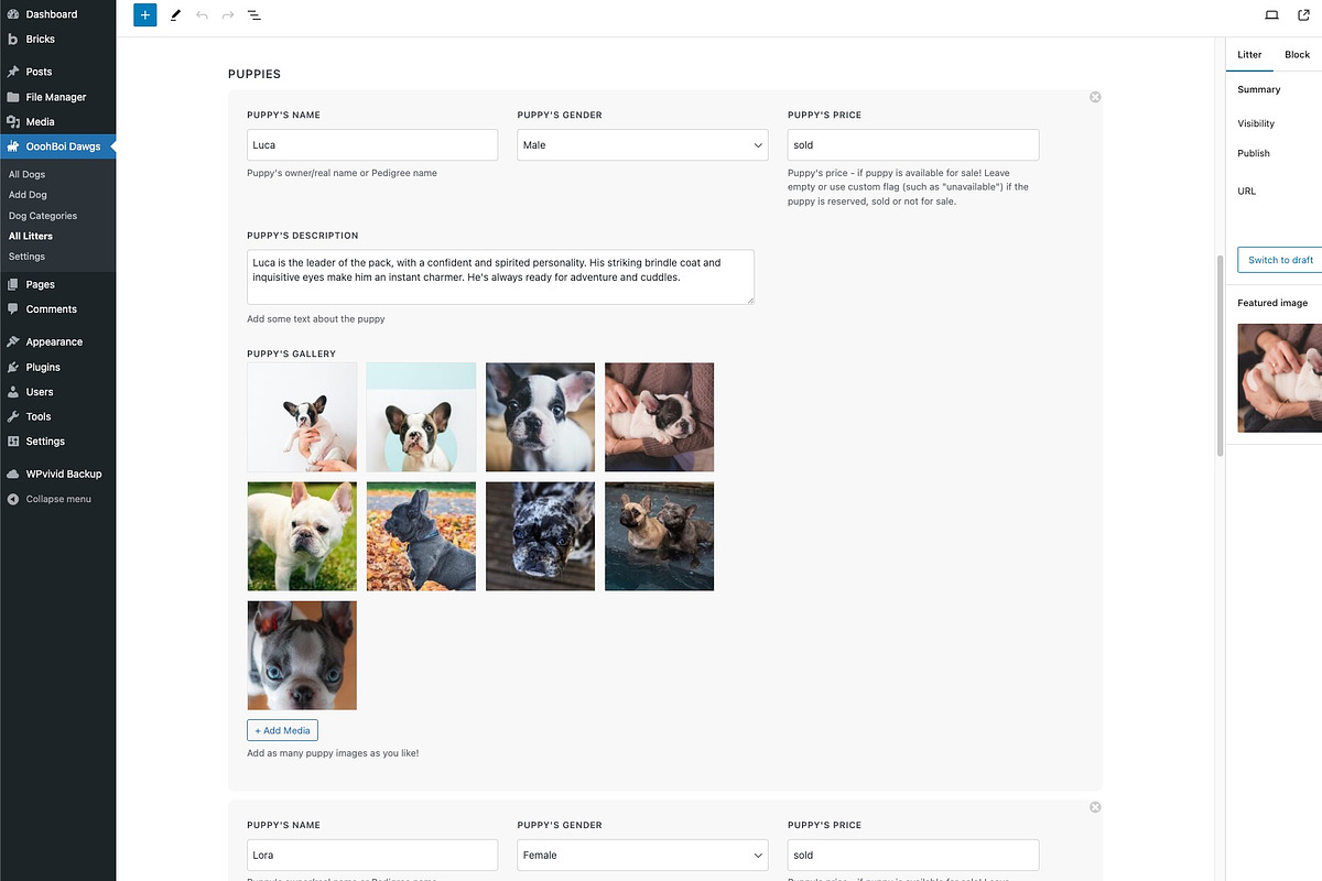 Frenchman - WP dog breeder kit, a Templates & Theme by Oooh Boi (Photo 10 of 12)