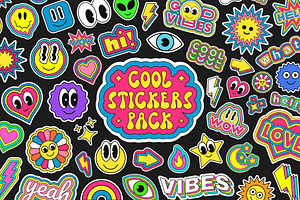 COOL POP ART VECTOR STICKERS SET