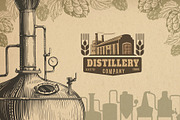 Vintage brewery. Alcohol production., a Food Illustration by bioraven (Thumbnail 5 of 15)