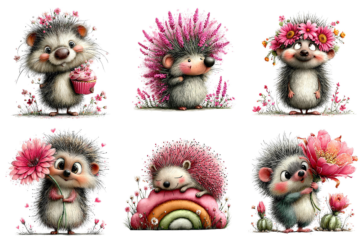 Whimsical Spring Hedgehog Clipart, an Illustration by Dream Creation (Photo 6 of 7)
