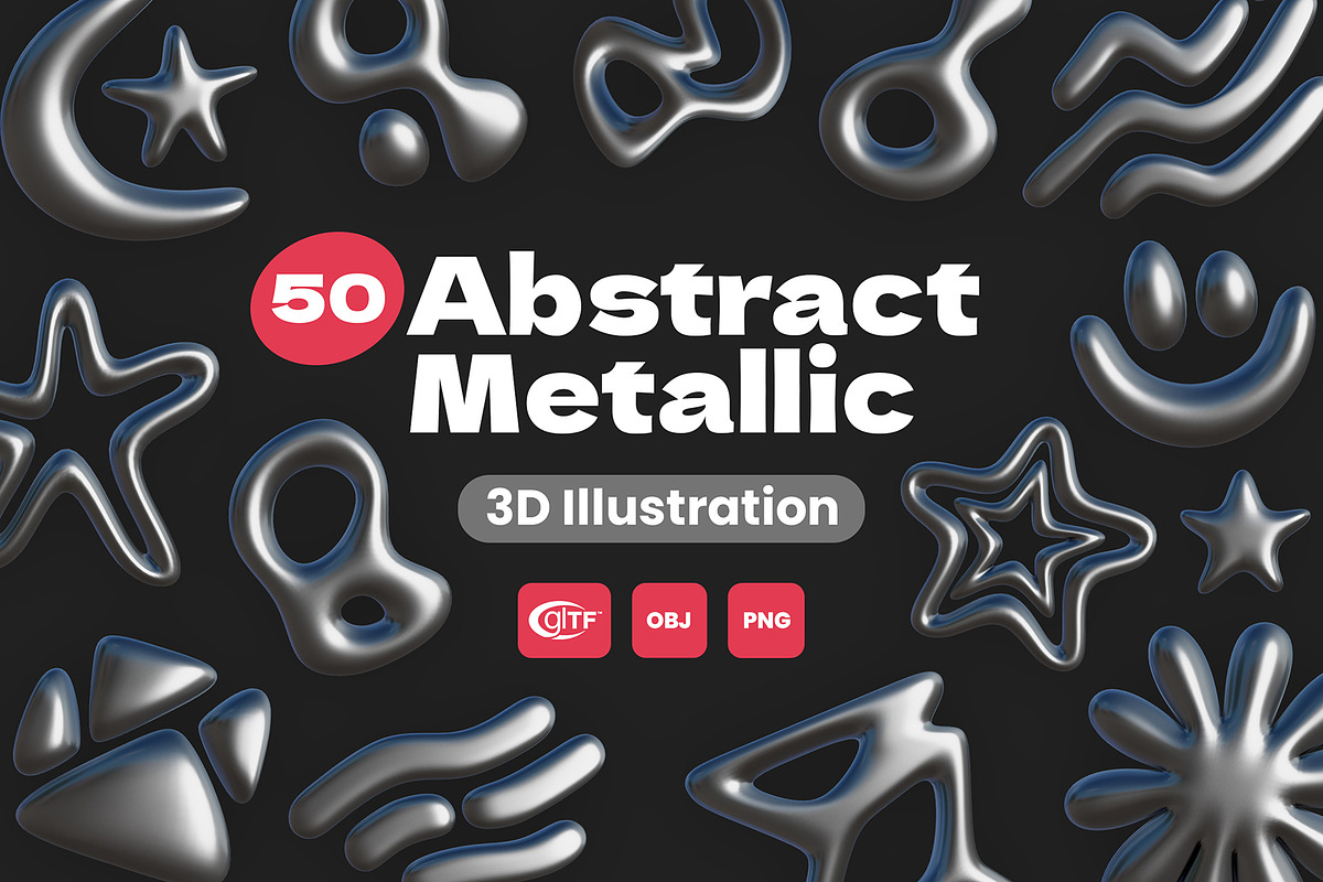 3D Abstract Metallic, an Object 3D Model by Rakata Studio (Photo 1 of 3)