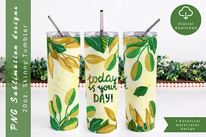 Botanical print sublimation tumbler