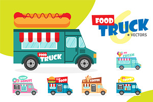 Set of vector food trucks, an Object Graphic by flatart