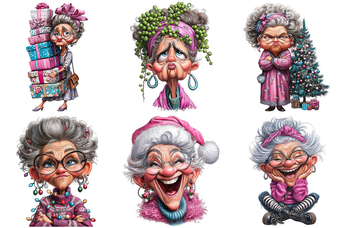 Crazy Old Lady Christmas Sublimation, an Illustration by Craft Nest (Photo 5 of 9)