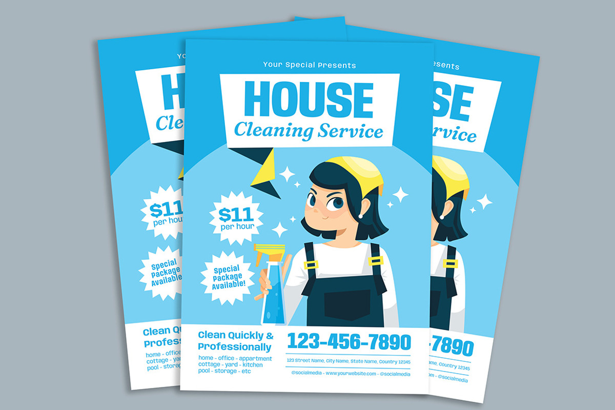 House Cleaning Service Flyer, a Flyer Template by Gumico Studio. (Photo 2 of 3)