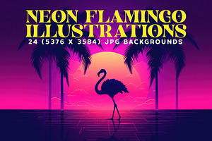 24 Neon Flamingo Illustrations