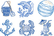 Summer Coastal Hand Drawn Line Art, an Illustration by Designking (Thumbnail 5 of 5)