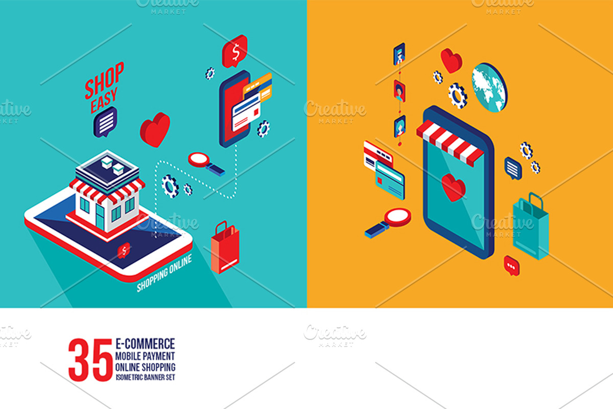 Online shopping e-commerce banners, a Work Illustration by Anttoniu (Photo 5 of 5)
