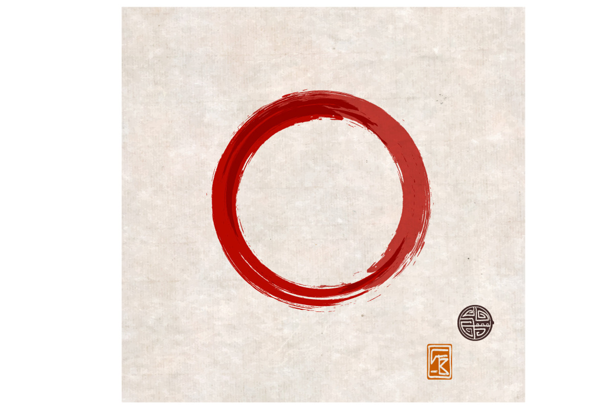 Red sun and zen circle, a Graphic by Elina_Li (Photo 2 of 2)