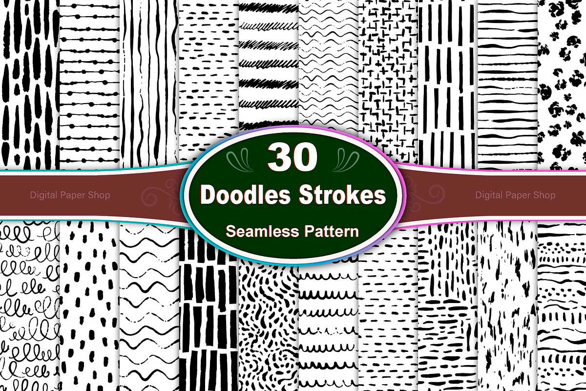Hand drawn ink brush strokes Pattern, a Pattern Graphic by Digital Studio (Photo 1 of 4)