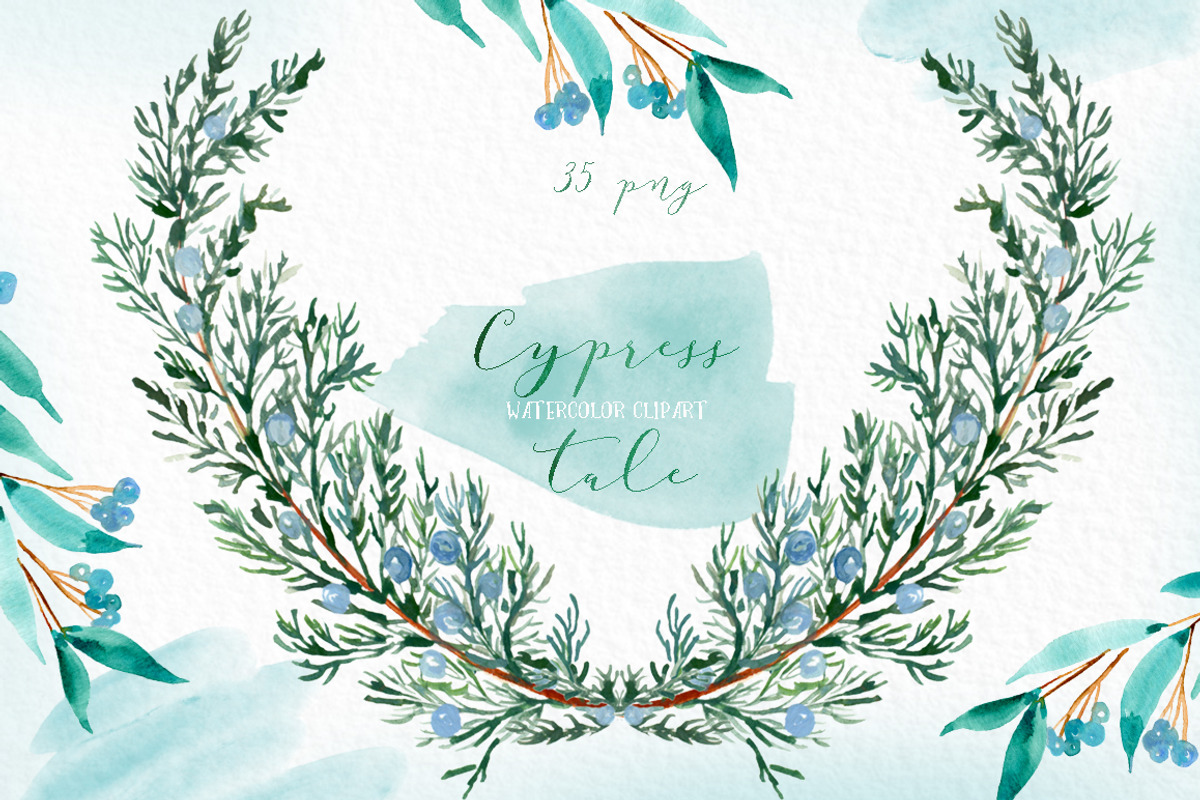 Cypress. Watercolor clipart, a Decorative Illustration by LABFcreations (Photo 8 of 12)