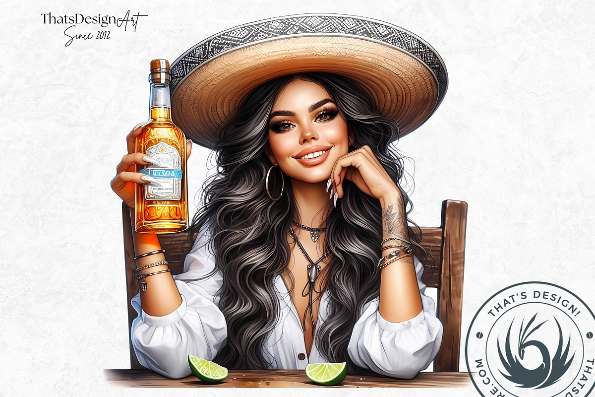 Mexican girls Clipart Set, a Person Illustration by ThatsDesignArt (Photo 9 of 10)