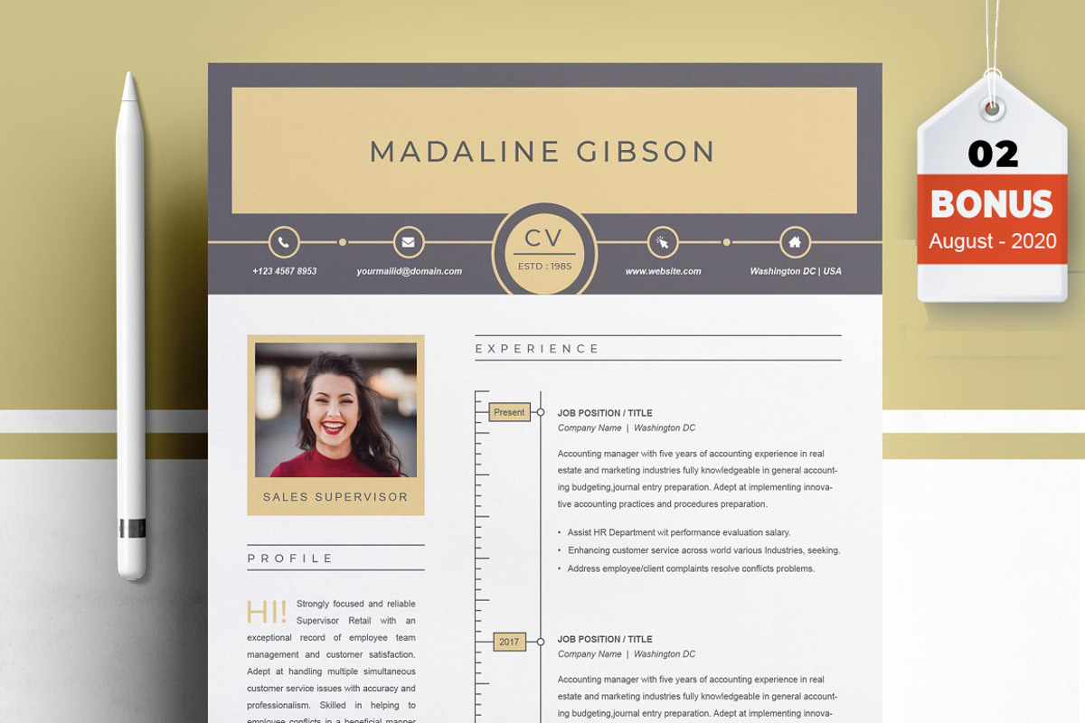 Resume/CV Bundle | 200+ for $29, a Resume Template by ResumeInventor (Photo 128 of 207)