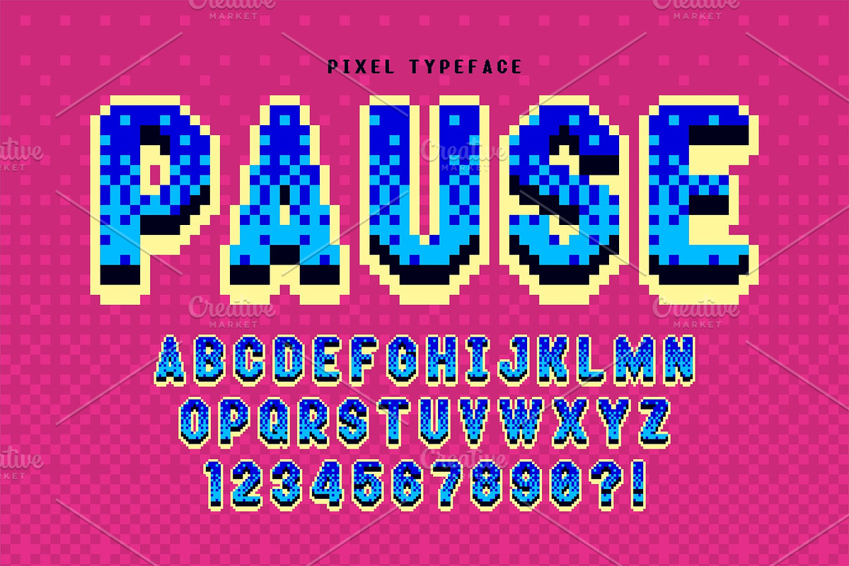 Pixel vector alphabet, stylized, an Illustration by RevelStockart