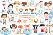 Cute Summer Beach Watercolor PNG, a Person Illustration by SugarCloudStudioArt (Thumbnail 1 of 6)