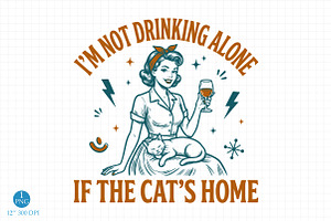 Not Drinking Alone Cat PNG, Trendy, a Person Illustration by Libby Wishes