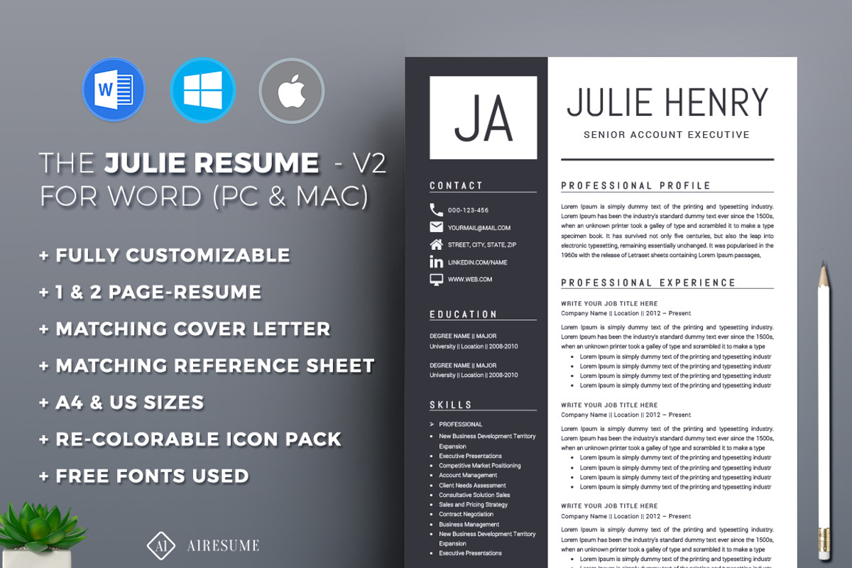 Resume/CV Template, a Resume Template by A1RESUME (Photo 1 of 4)