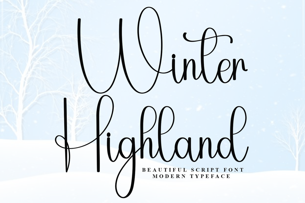 Winter Highland, a Script Font by FreshTypeINK (Photo 1 of 8)