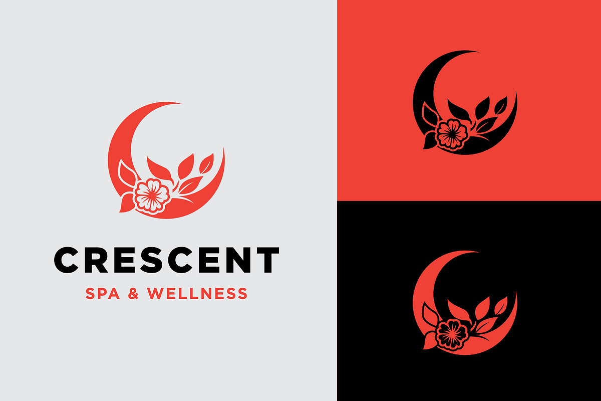 Crescent Moon with flower logo, a Branding & Logo Template by funpixel