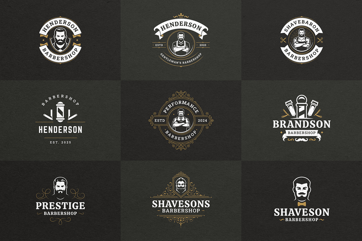 27 Barbershop Logotypes, a Branding & Logo Template by Vasya Kobelev (Photo 5 of 10)