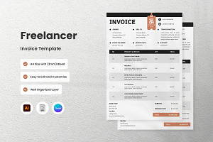 3 Set Freelancer Invoice Template V6, a Print Template by twinstd