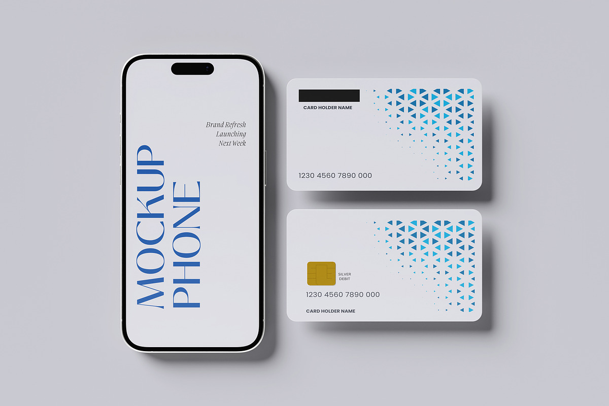 Phone with Credit Card Mockup, a Card Template by graphicstory (Photo 1 of 9)