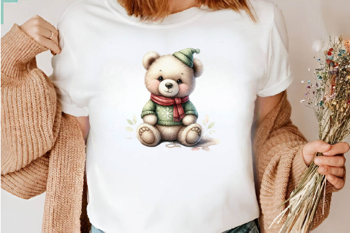 Watercolor Teddy Bear Clipart, a Seasonal Illustration by CreationArt (Photo 6 of 7)