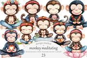 cute monkey meditating Clipart, an Illustration by Design Market (Thumbnail 1 of 5)
