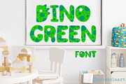 Dino green Font. Color cute dinosaur, a Font by KundolaArt (Thumbnail 1 of 12)