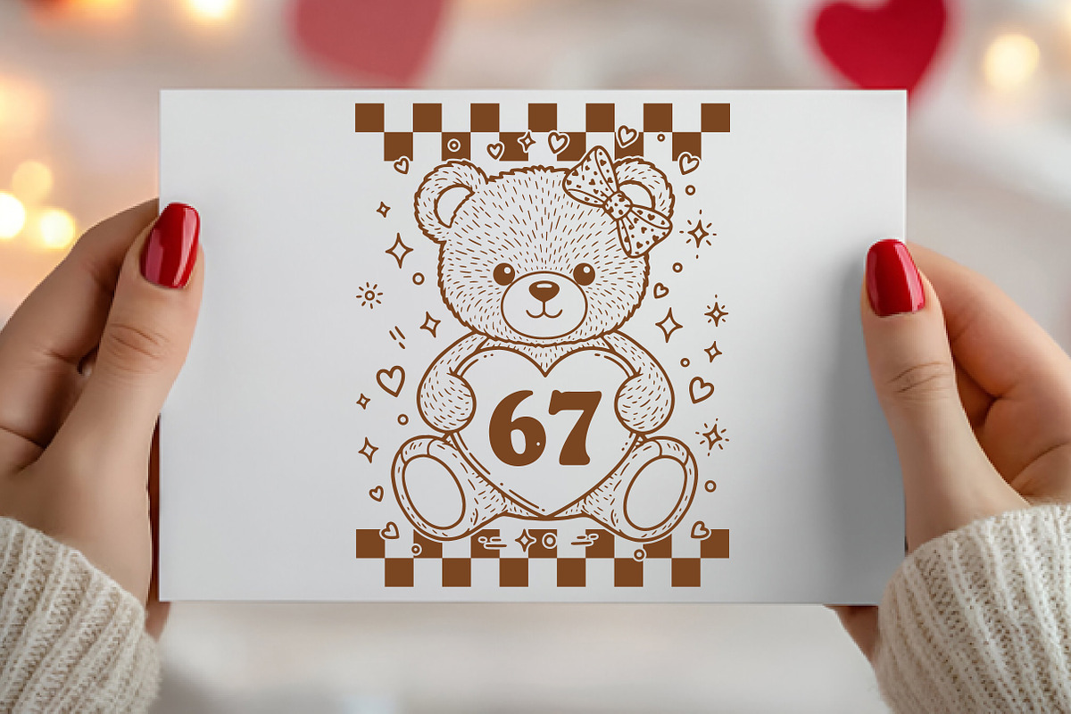 67 Valentines Teddy SVG, Valentine, an Illustration by Canvas Craft (Photo 5 of 7)
