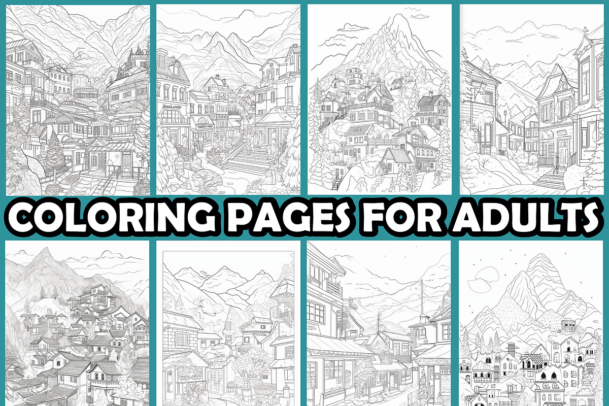 Mountain Town in Snow Coloring Pages, an Animal Illustration by martinblan (Photo 3 of 4)