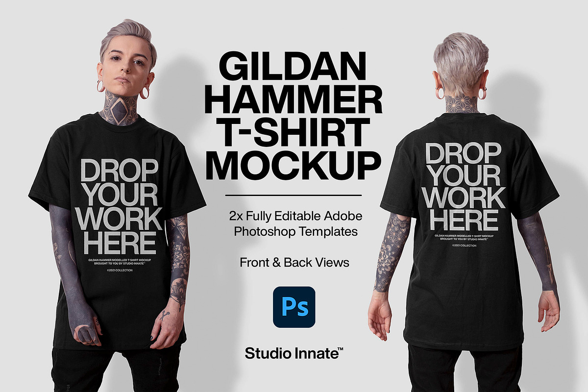 Gilden Hammer T-Shirt Modelled, a Shirt Mockup by Studio Innate (Photo 1 of 4)