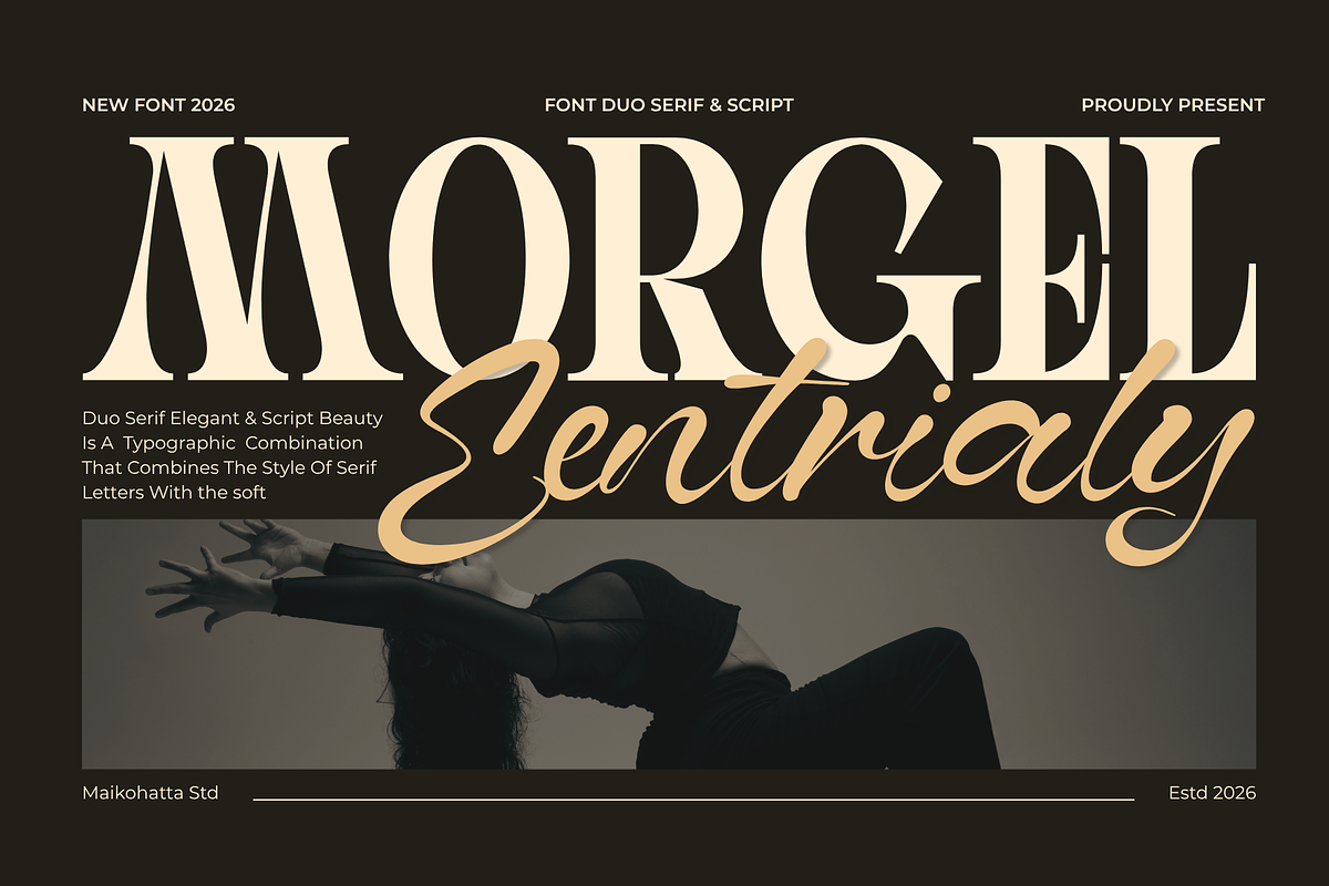 Morgel Eentrialy – Elegant Serif Duo, a Serif Font by MaikoHatta (Photo 1 of 9)