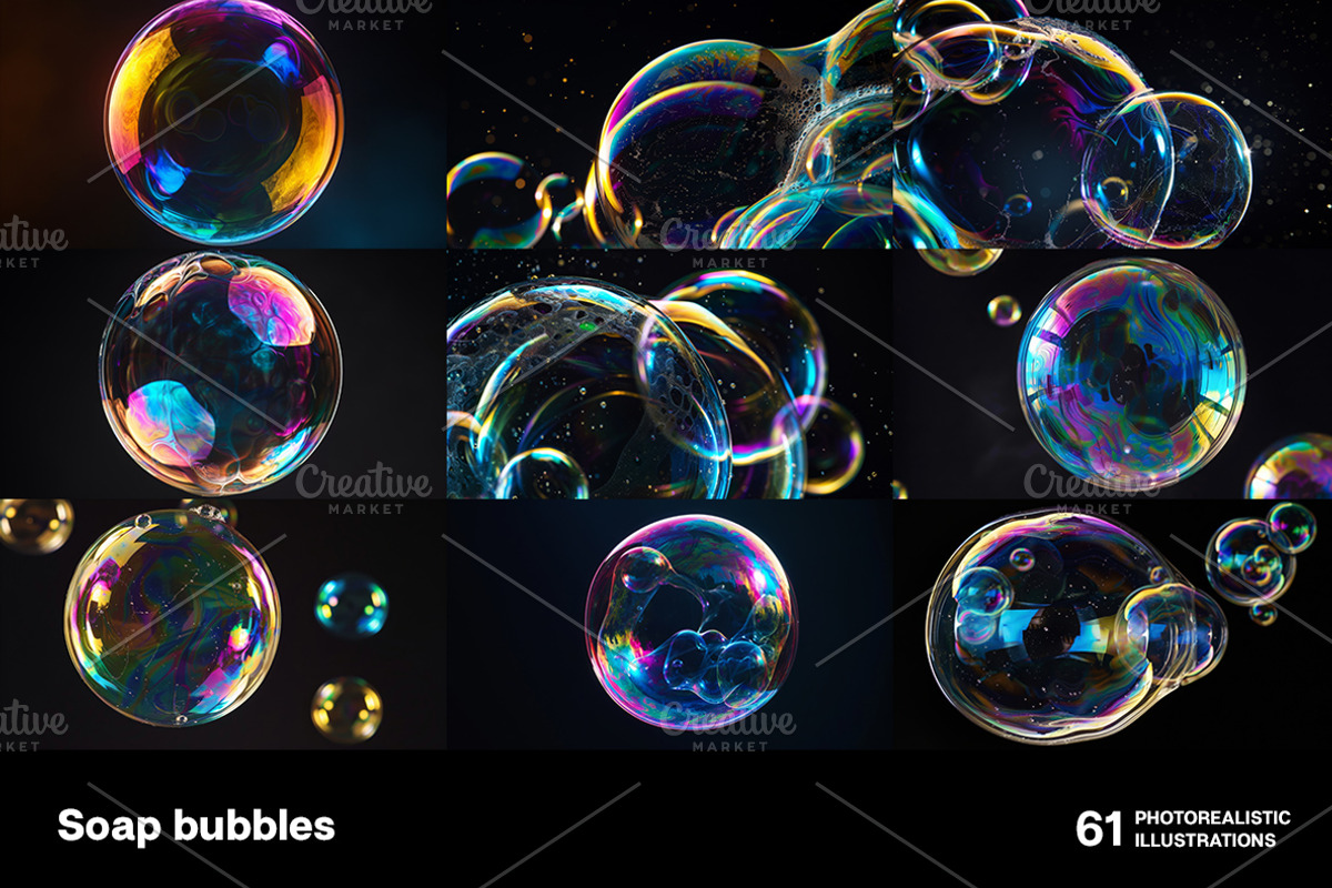 Soap bubbles. 61 images, an Abstract Photo by Handmadefont (Photo 10 of 13)