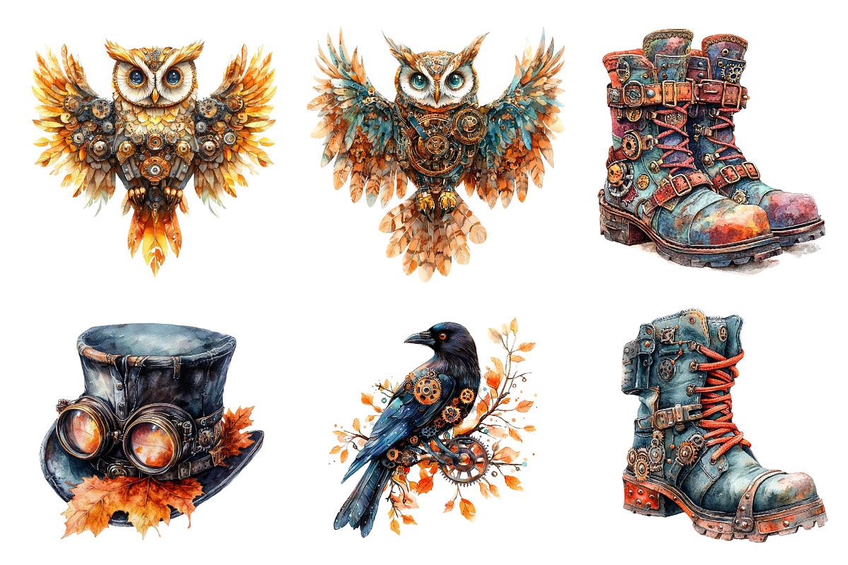 Steampunk Autumn Clipart, an Illustration by CreationArt (Photo 4 of 5)