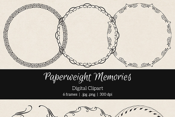 6 Round Swirly Frames - Clipart preview 2