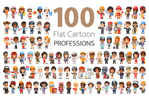 100 Professions Flat Characters