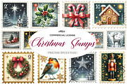 Vintage Christmas Postage Stamps PNG, an Illustration by CreationArt (Thumbnail 1 of 5)