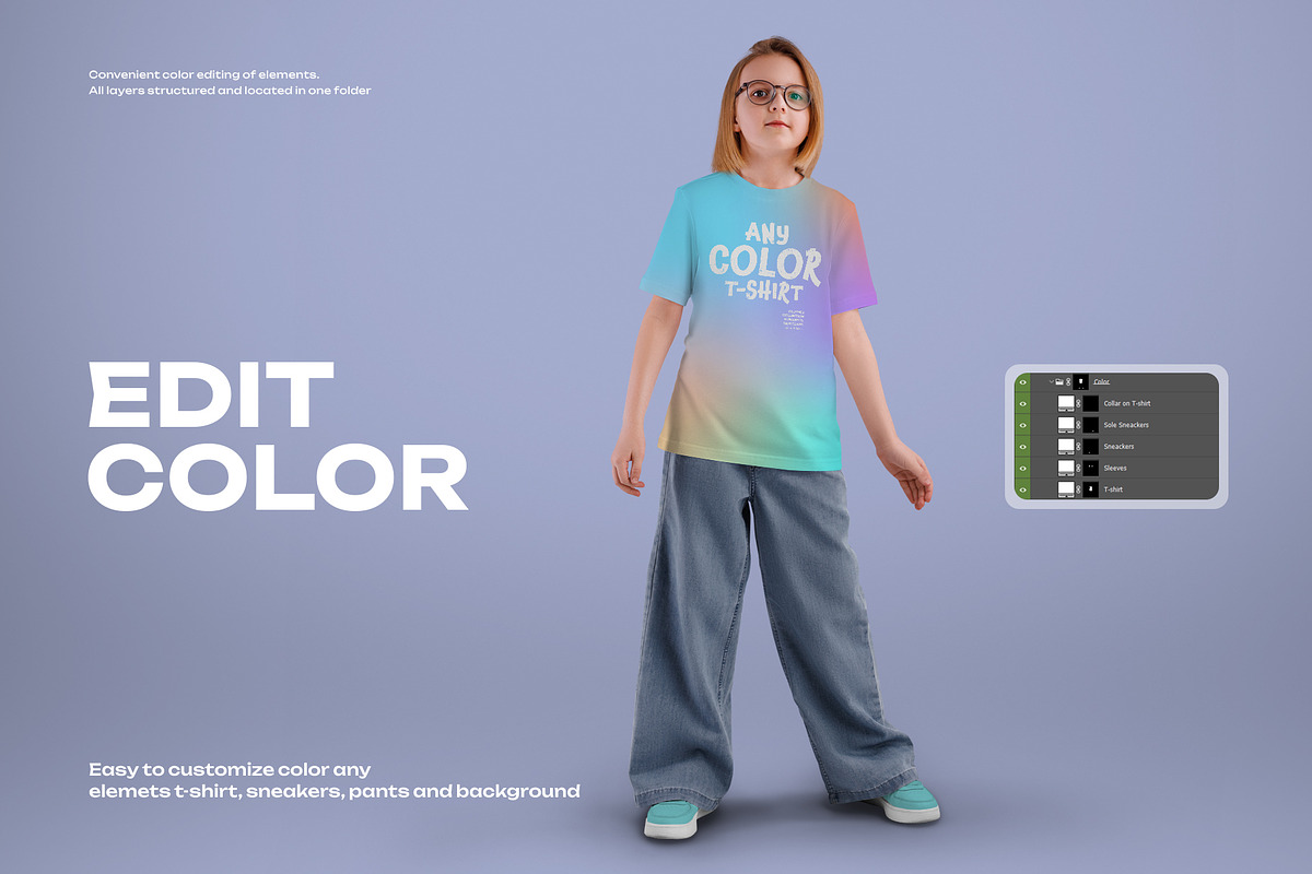 4 Mockups of a Children's T-shirt, a Shirt Mockup by Grow Design Craft Studio (Photo 2 of 7)