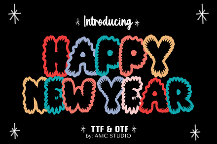 Happy New Year - Cartoon Font Types, a Font by AMC STUDIO