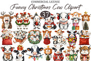 Funny Christmas Cow Clipart PNG, a Seasonal Illustration by designcity5 (Thumbnail 1 of 5)