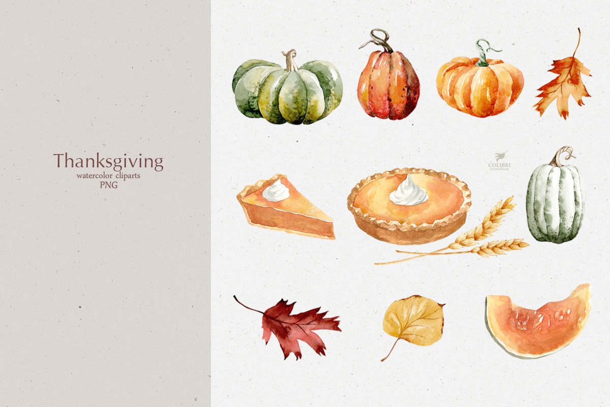 Watercolor Thanksgiving Clip art, an Illustration by Colibri Watercolor (Photo 2 of 8)