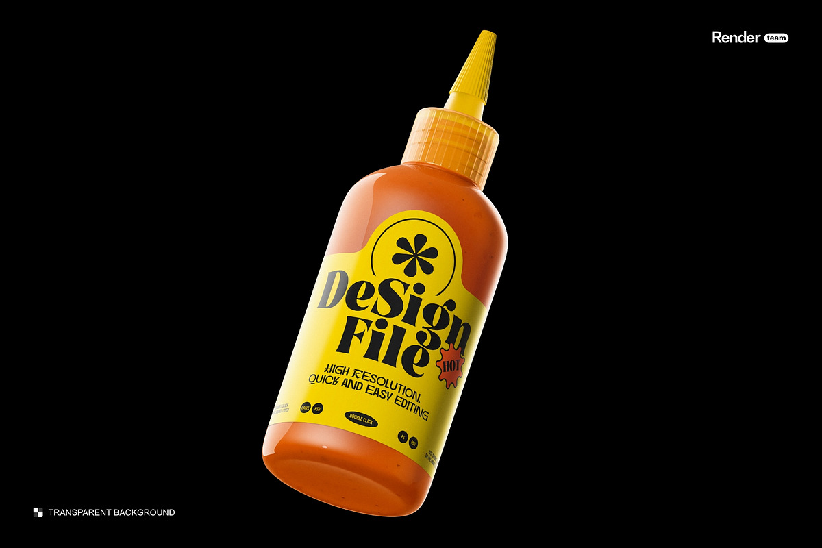 Sauce Bottle Mockup Set, a Packaging Mockup by Renderteam (Photo 9 of 12)