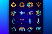 Weather Neon Vector Icons Set, an Outline Icon by Anna_leni (Thumbnail 4 of 11)