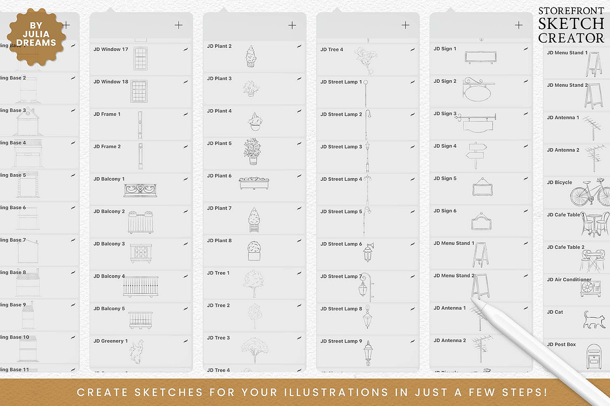 Storefront Creator Brushes Procreate, a Brush Add-On by Julia Dreams (Photo 5 of 6)