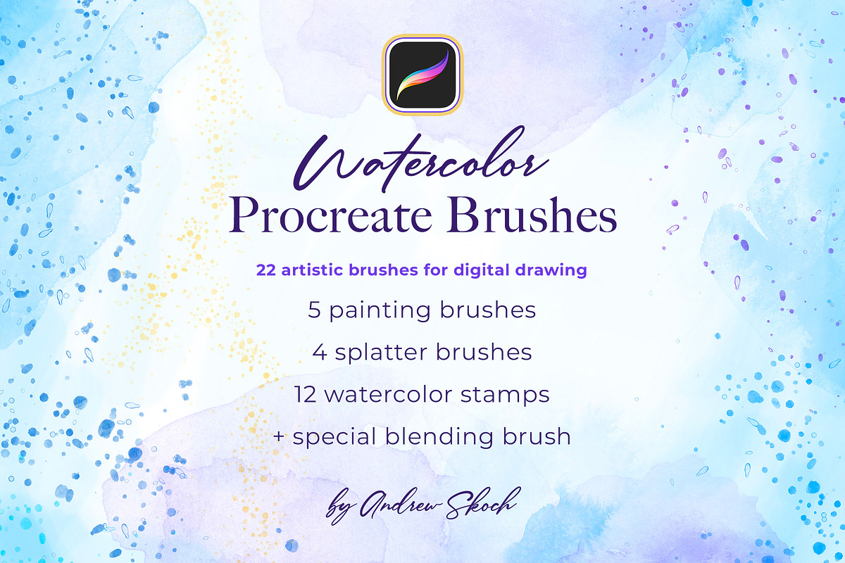 Watercolor Procreate Brushes, a Brush Add-On by Andrew Skoch Design (Photo 3 of 12)